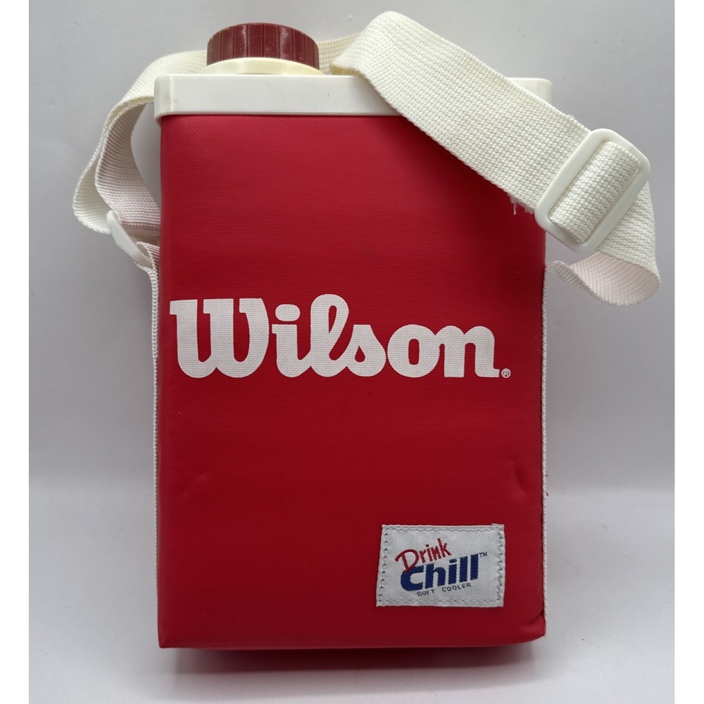 Vintage Wilson Tour‎ Tennis  Shoulder Water Bottle Sling Red Drink Cool Read